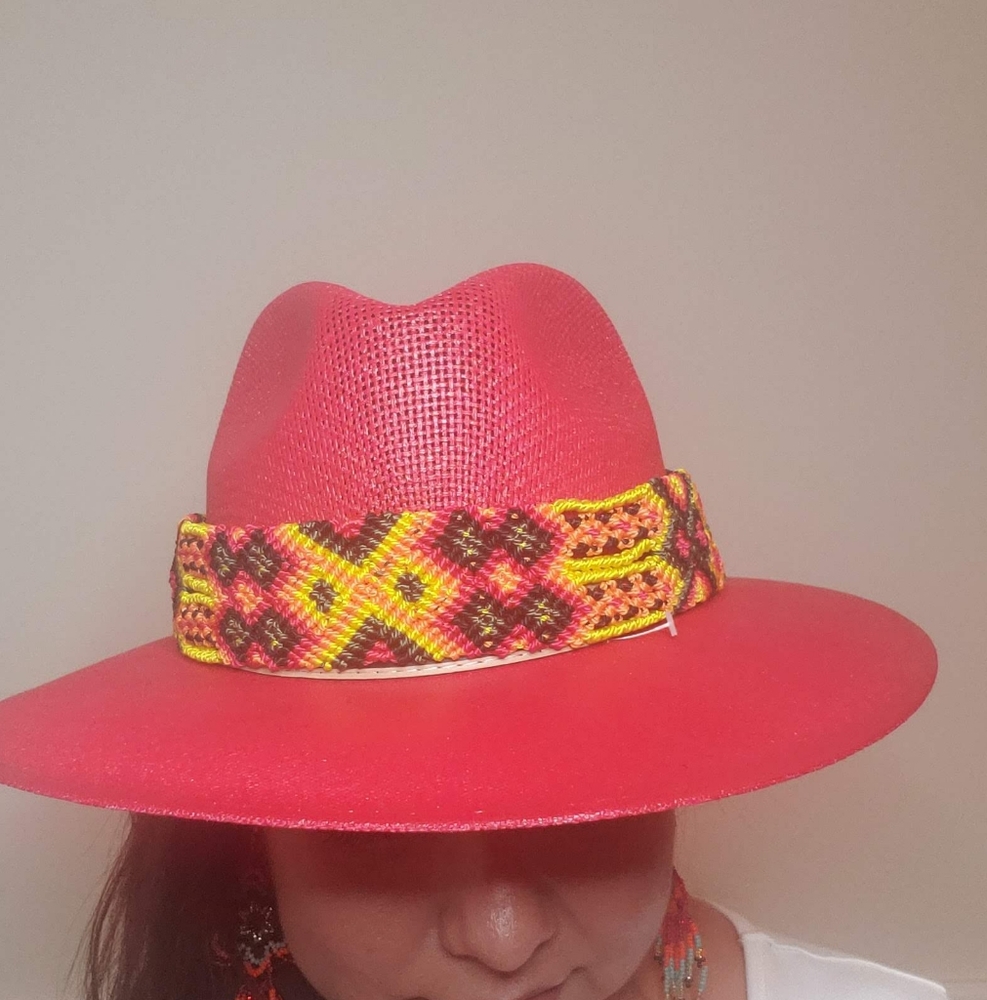 Handwoven Hat Band Wrap Colorful Tribal Beaded Western Boho Hat Accessory